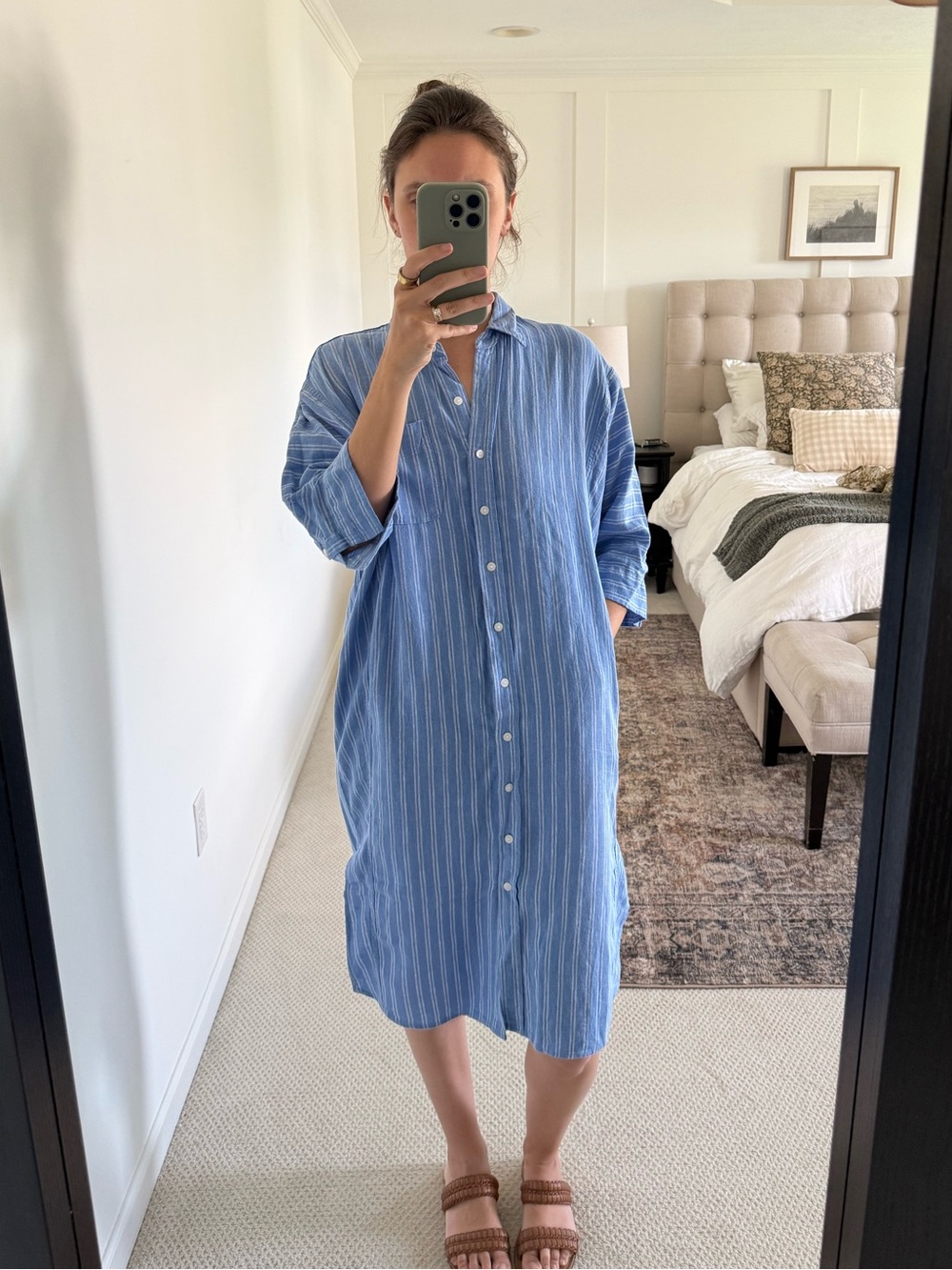 Universal Threads- Blue Striped Button-Down Shirt Dress -Small